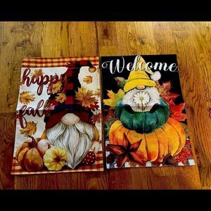 Gnome Garden Flags set of 2 NWT
